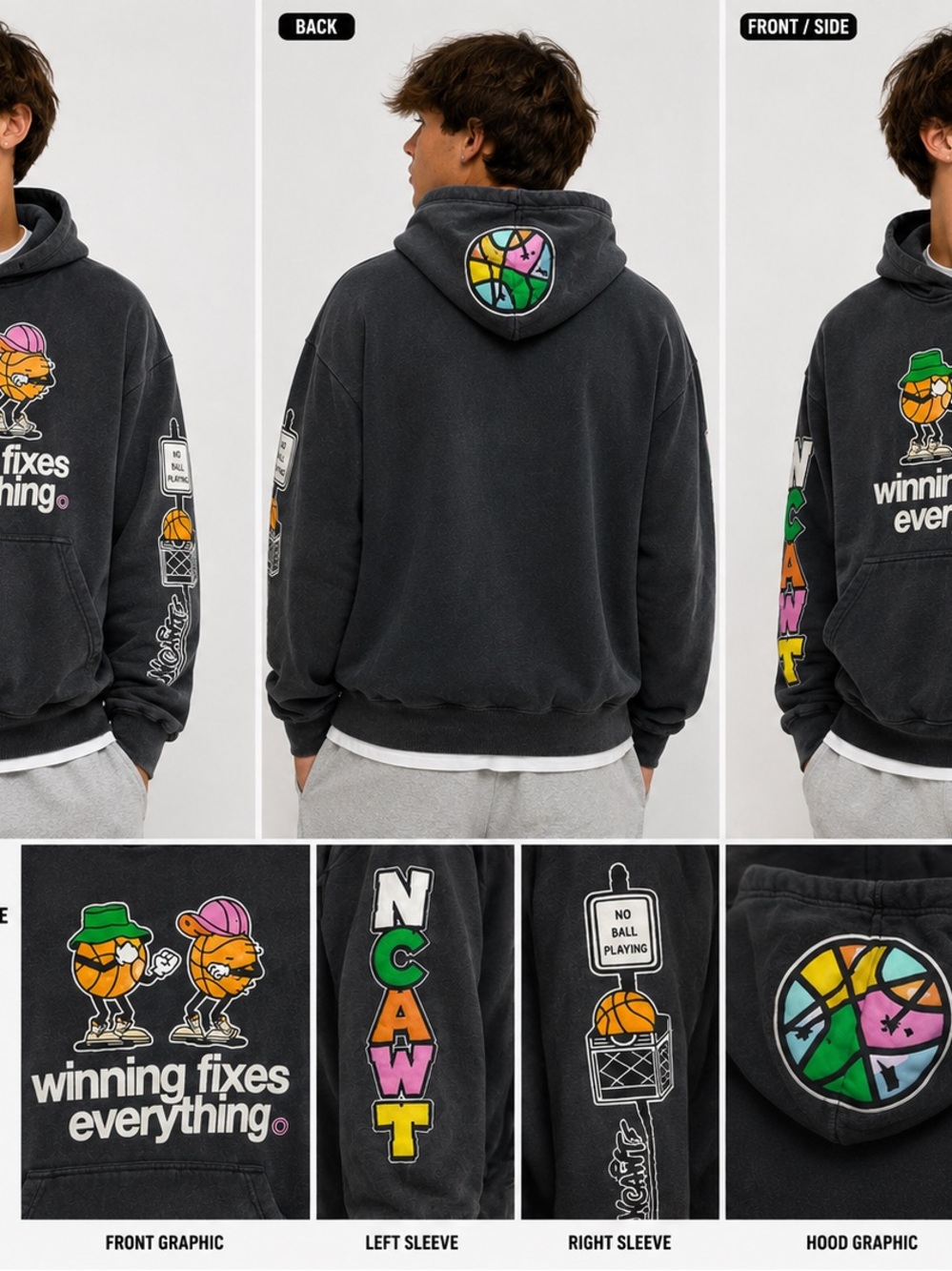 Overtime NCAWT “Winning Fixes Everything” Graphic Hoodie – Size Small